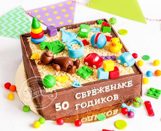 Торт на день рождения "Песочница" на заказ в Екатеринбурге. Торты на юбилей - от кондитерской фабрики "9 Островов"