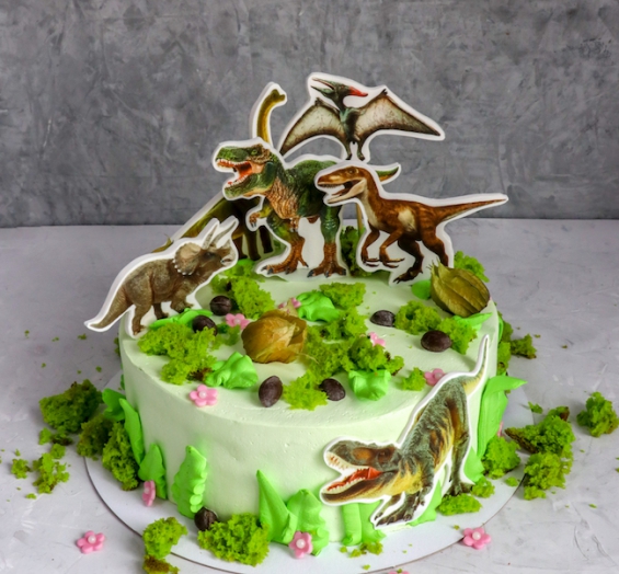 Торт "Парк динозавров" на заказ в Екатеринбурге. Детские торты - от кондитерской фабрики "9 Островов"
